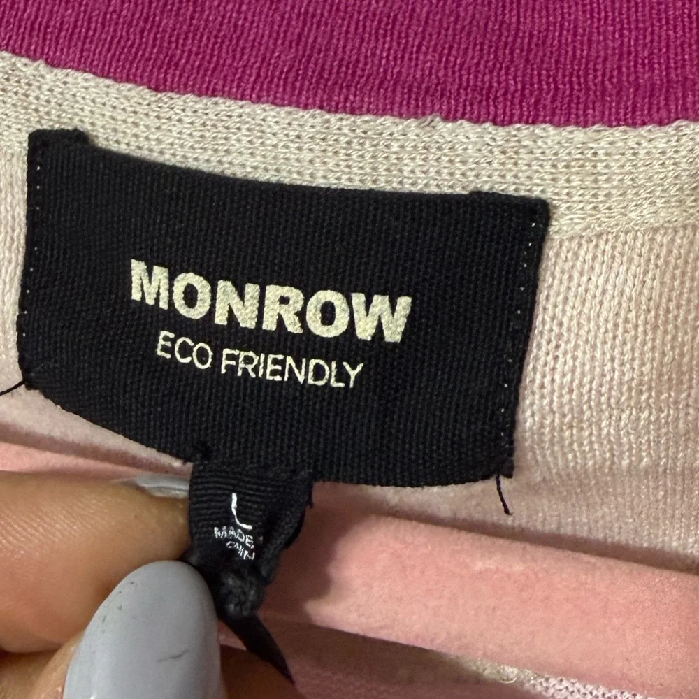 NWT‎ MONROW Striped Long Sleeve Sweater Sz L. (TXA947) - Picture 4 of 6